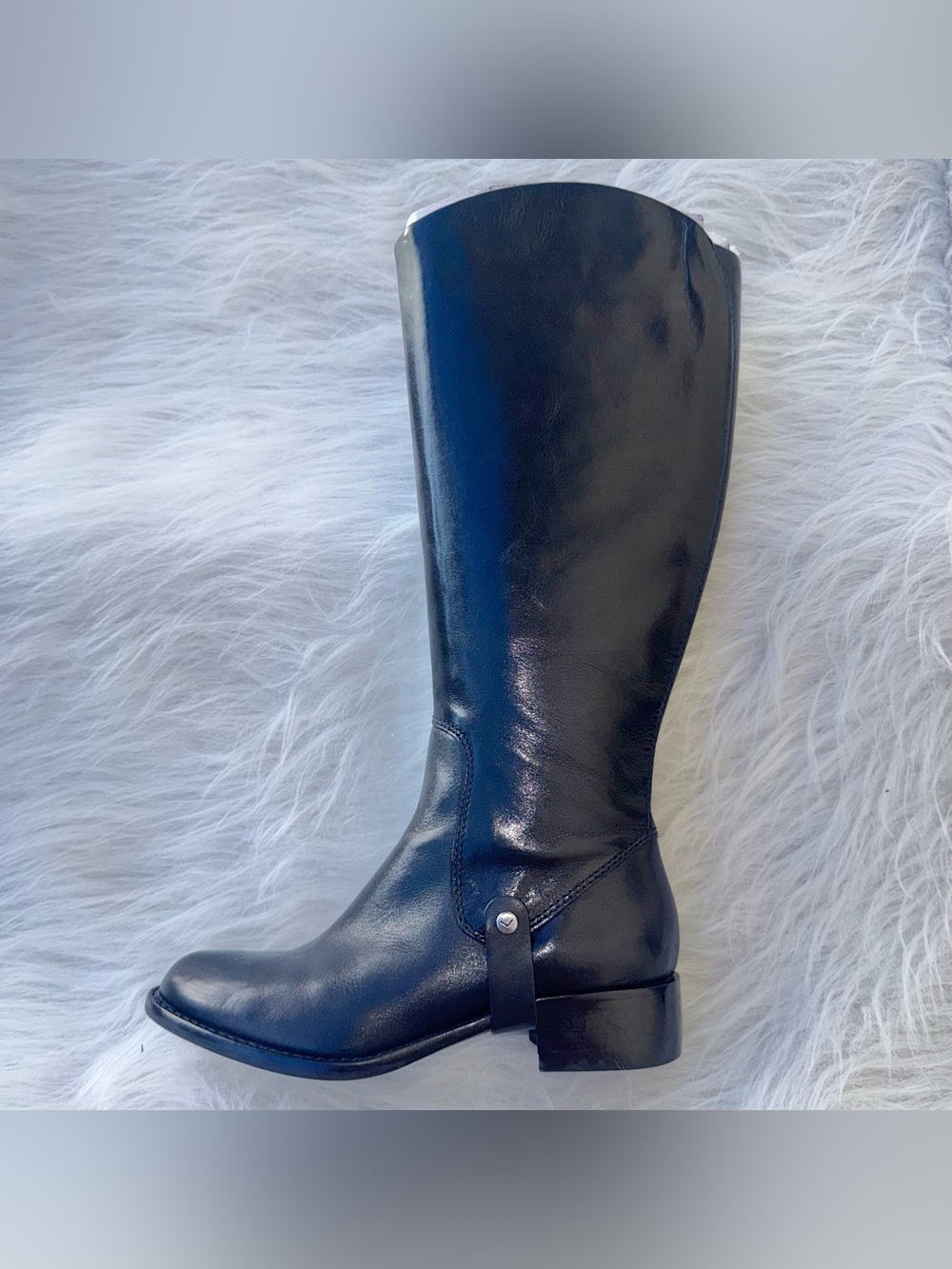 Via Spiga Black Leather Knee High Harness Riding Boots 7.5M